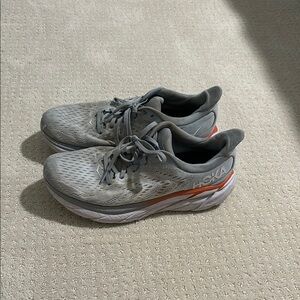 Hoka Athletic Shoes in Gray and Orange